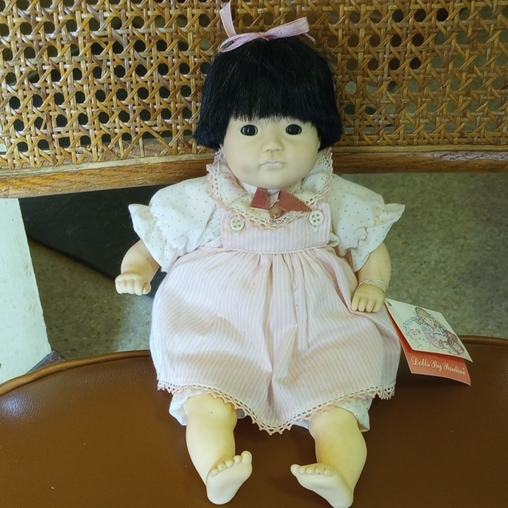 Vintage Asian Girl Doll by Pauline w/ Tag. Chinese or Japanese